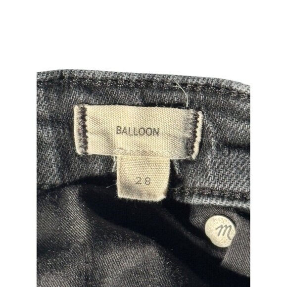 MADEWELL Women's Sz 28 Balloon Black Biscayne Wash Raw-Hem Denim Jeans - Picture 6 of 11